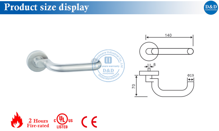 Stainless Steel 304 Wooden Door Handle Size Display حجم المقبض