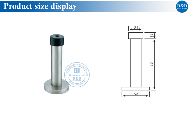 Door Stopper Size Display-D&D Hardware عرض حجم المنتج