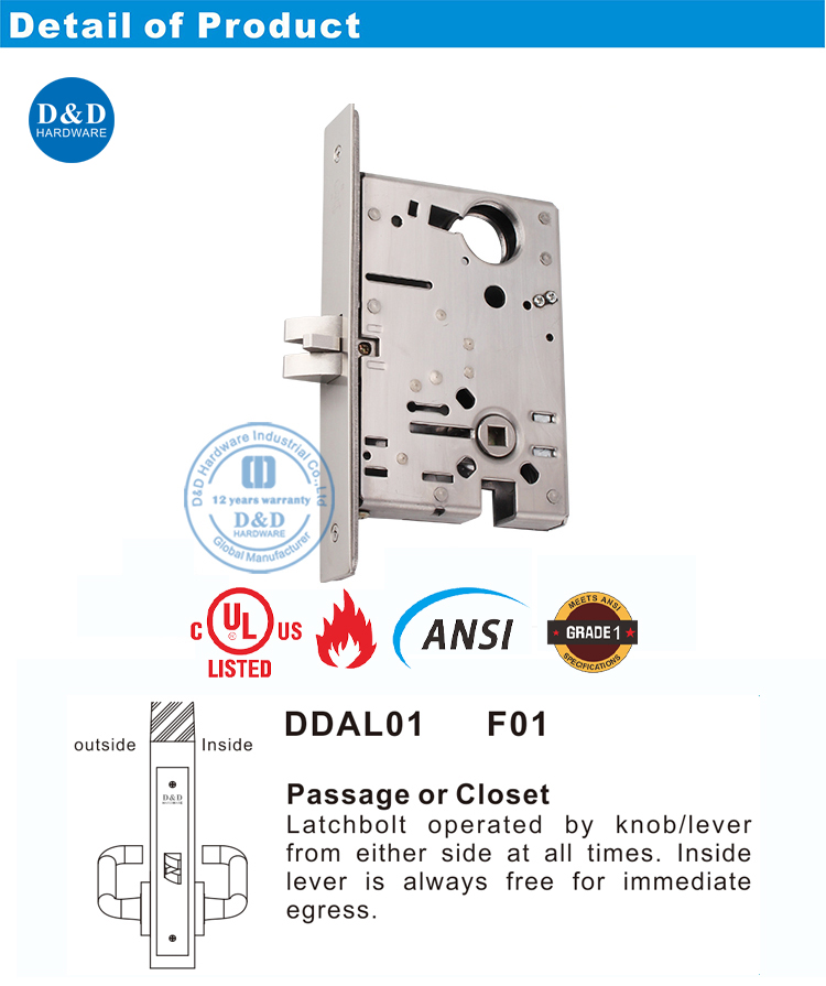 ANSI Passage Door Lock قفل باب الممر ANSI
