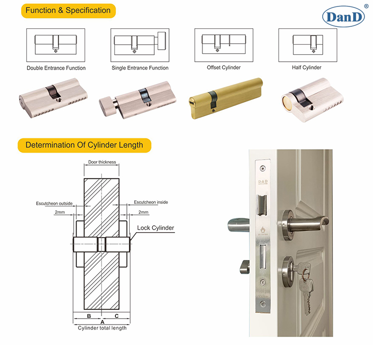 Euro Profile Cylinder-D&D Hardware أجهزة Profile Profile Euro Cylinder-D & D