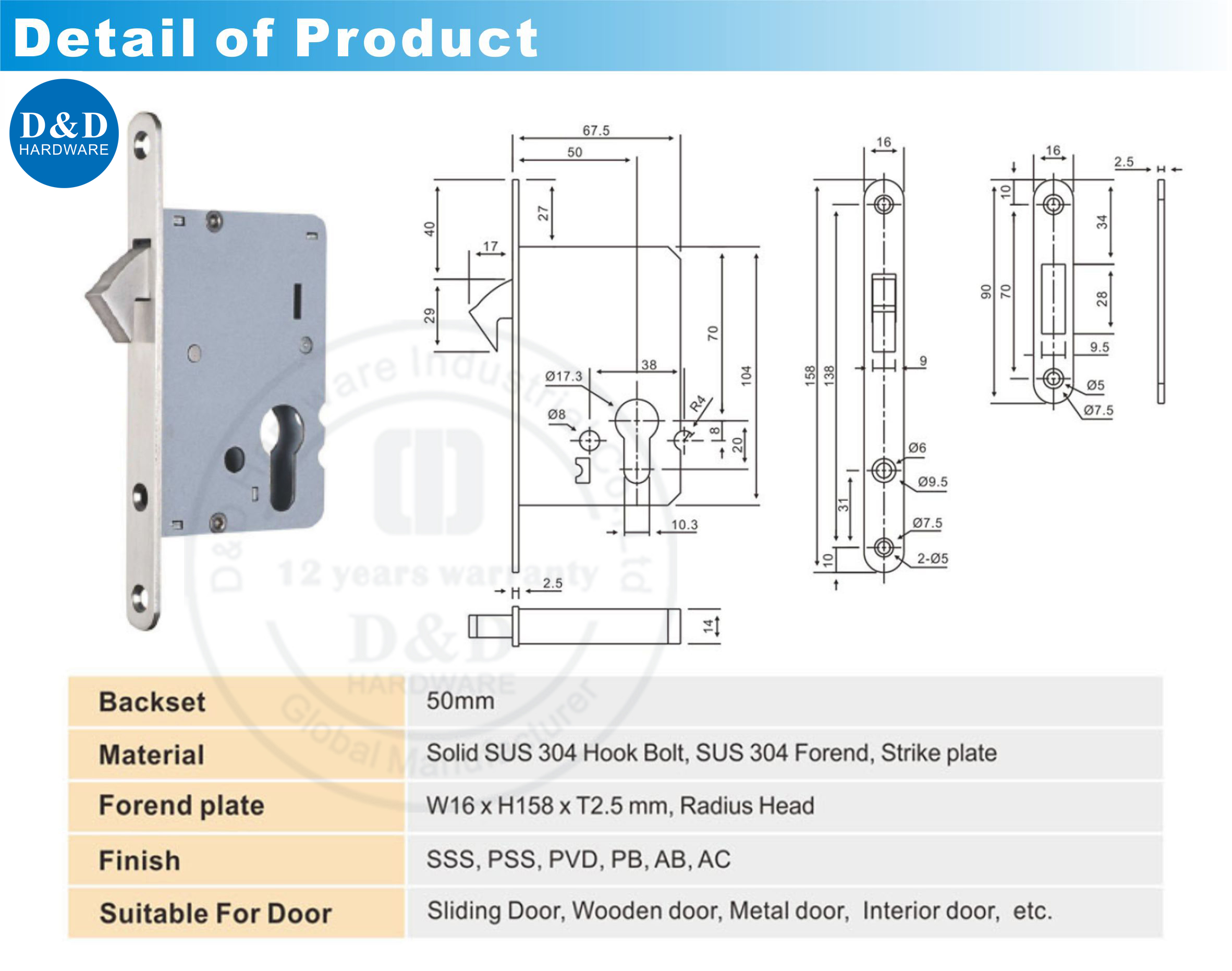 Hook Lock for Sliding Door قفل الخطاف للباب المنزلق