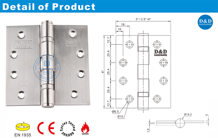 CE Stainless Steel Door Hinge-DDSS001-CE-443-D&D Hardware CE الباب الفولاذ المقاوم للصدأ المفصلي - DDSS001-CE-443-D & D الأجهزة