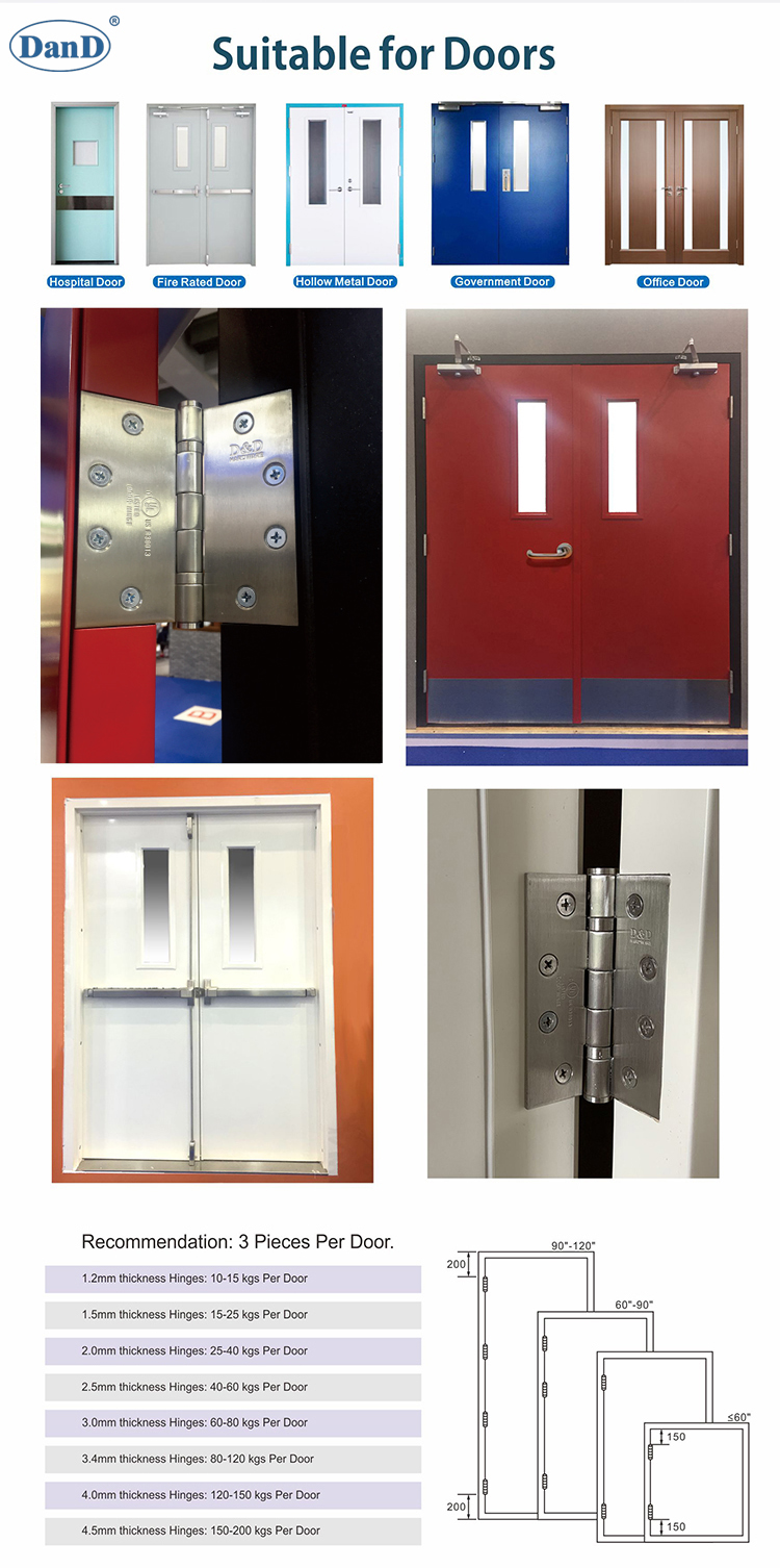 UL Fire Rated Door Hinge-D&D Hardware الاطفاء الاطفاء تصنيف الباب المفصلي د & د الأجهزة