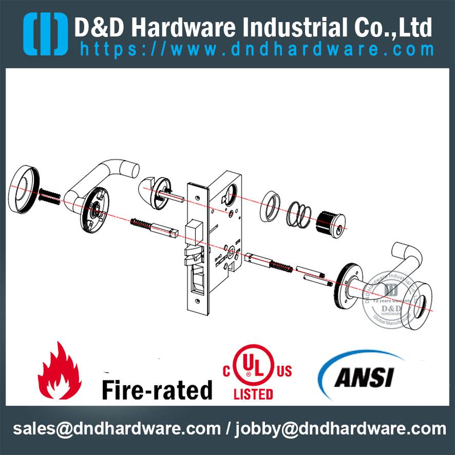 Latchbolt تديرها مقبض/ رافعة ANSI UL قفل باب مرور -DDAL01 F01