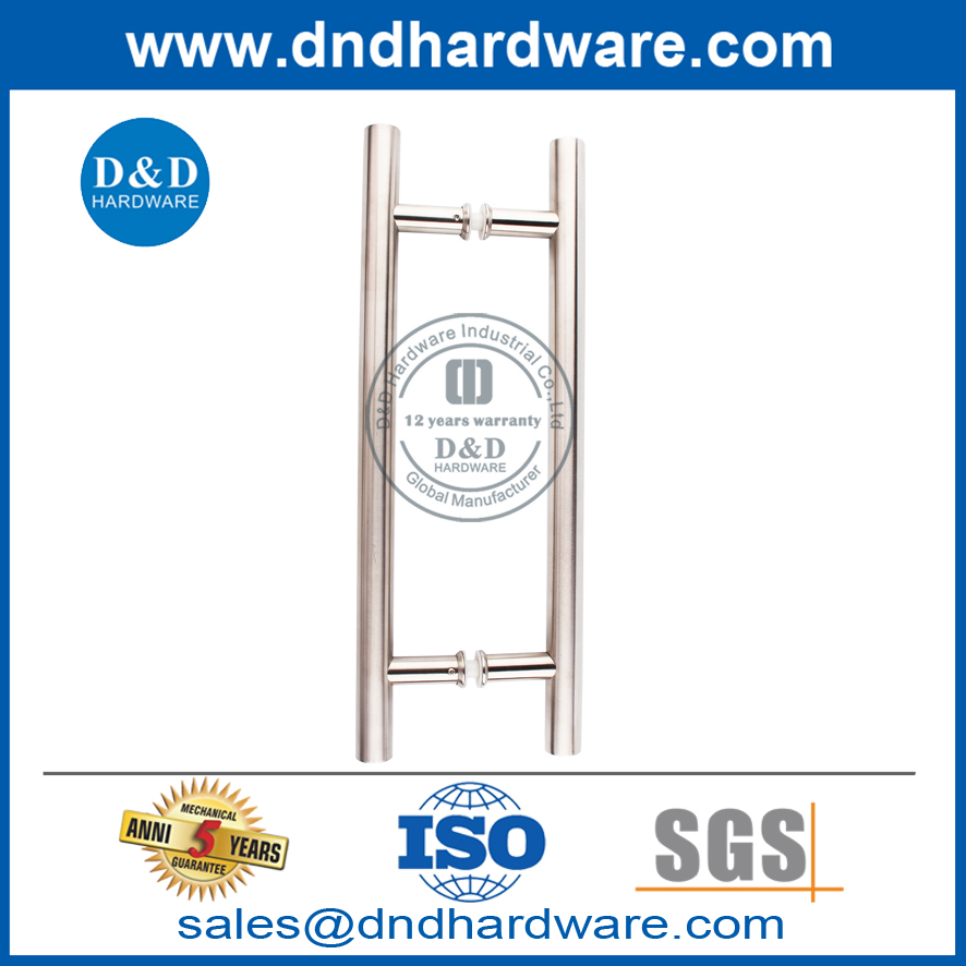 الفولاذ المقاوم للصدأ الحديثة t بار مزدوج السحب على الوجهين للباب الزجاجي ddph001
