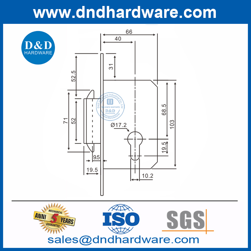 قفل خطاف الفولاذ المقاوم للصدأ قفل قفل باب منزلق خشبي مع Key-DDML031-B