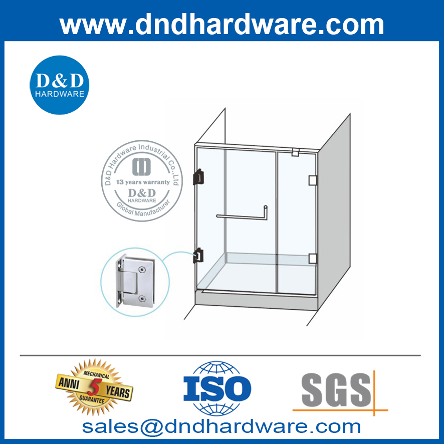 باب الدش الزجاجي بدون إطار مفصلات باب دش الكروم مفصلات الزجاج إلى الجدار DDGH001